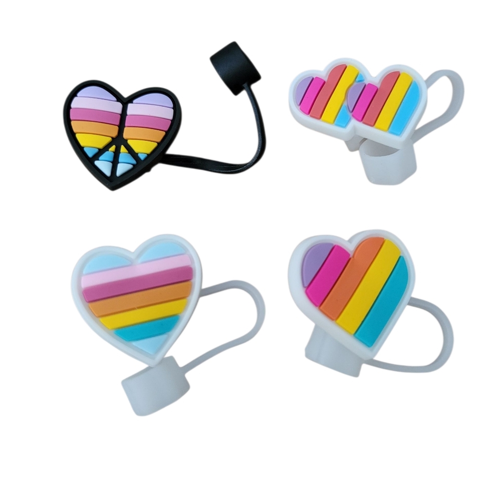 Heart Straw Toppers Set of 4 New